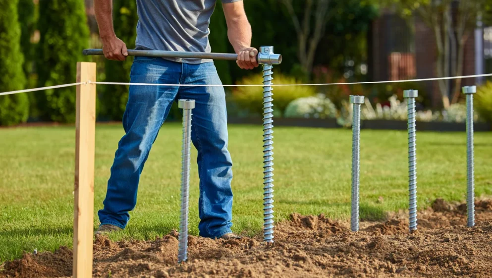 Монтаж винтовых свай для забора своими руками